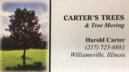 Carter's Trees and Tree Moving Business Card 217-725-6881
